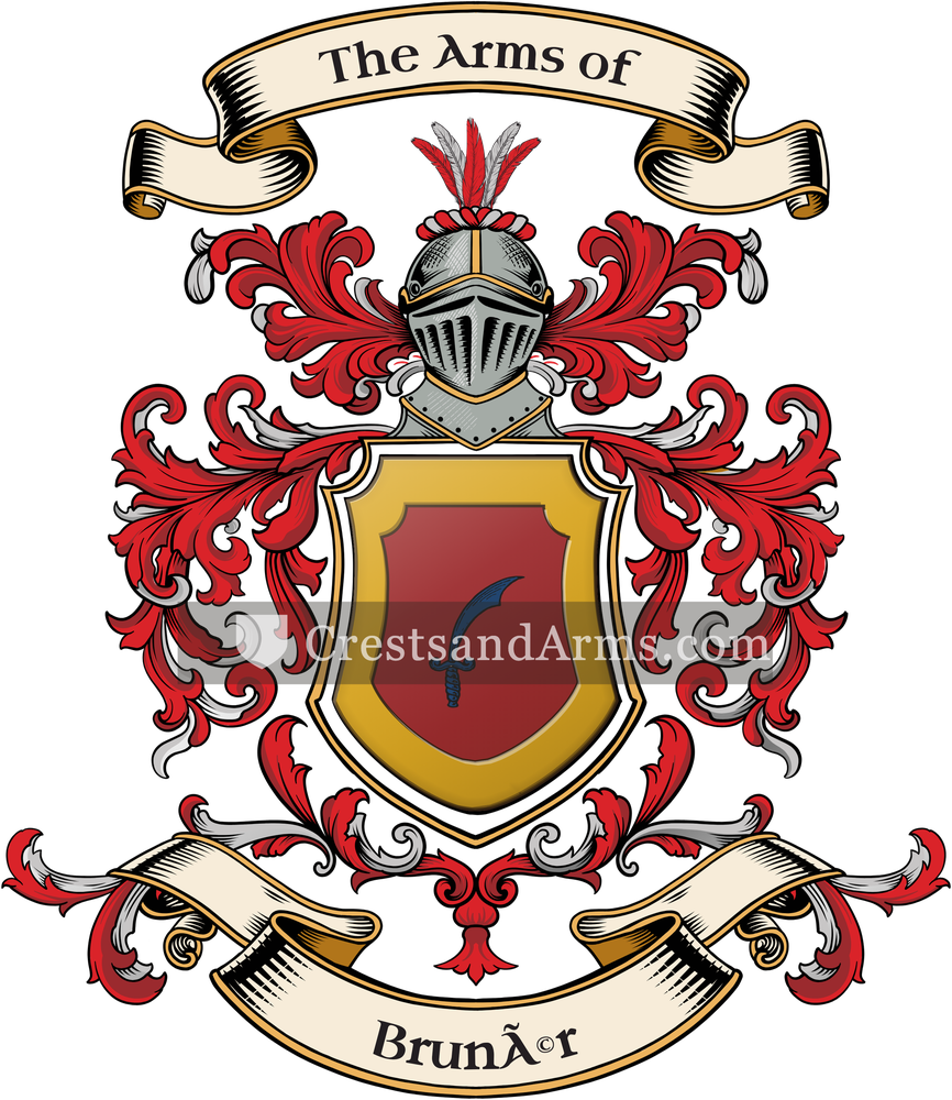The Brunér coat of arms, drawn from the recorded blazon