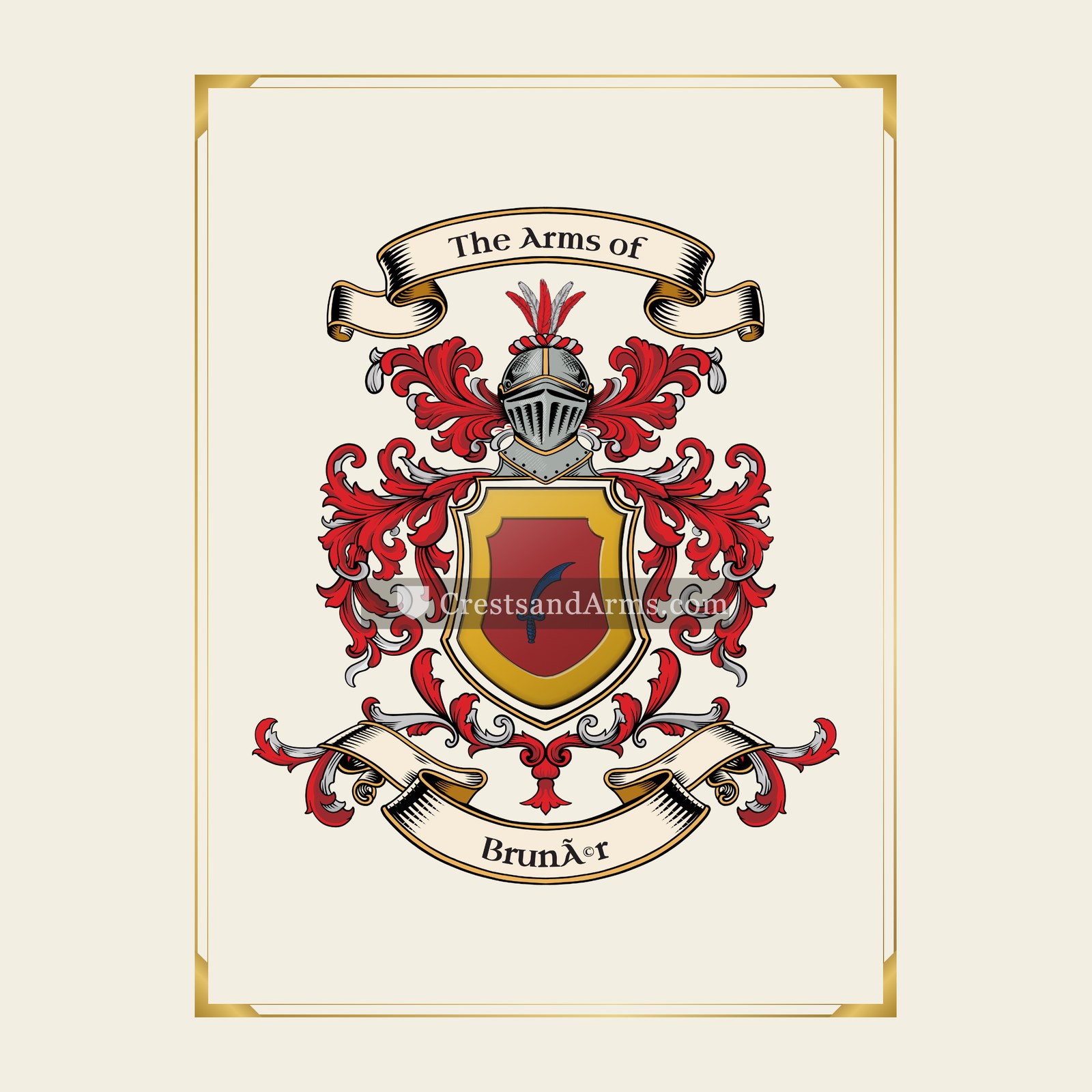 With gold border
