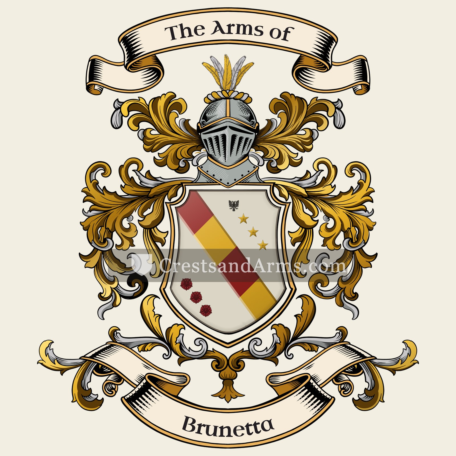 The Brunetta coat of arms, drawn from the recorded blazon