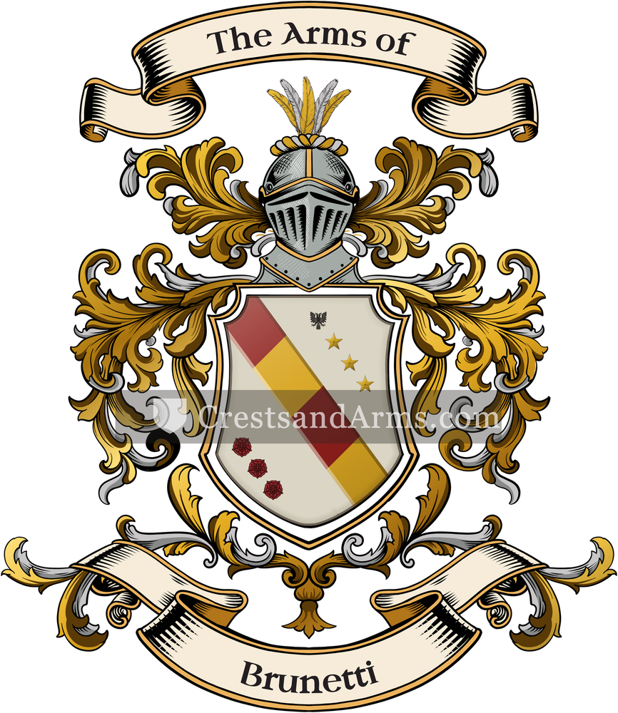 The Brunetti coat of arms, drawn from the recorded blazon