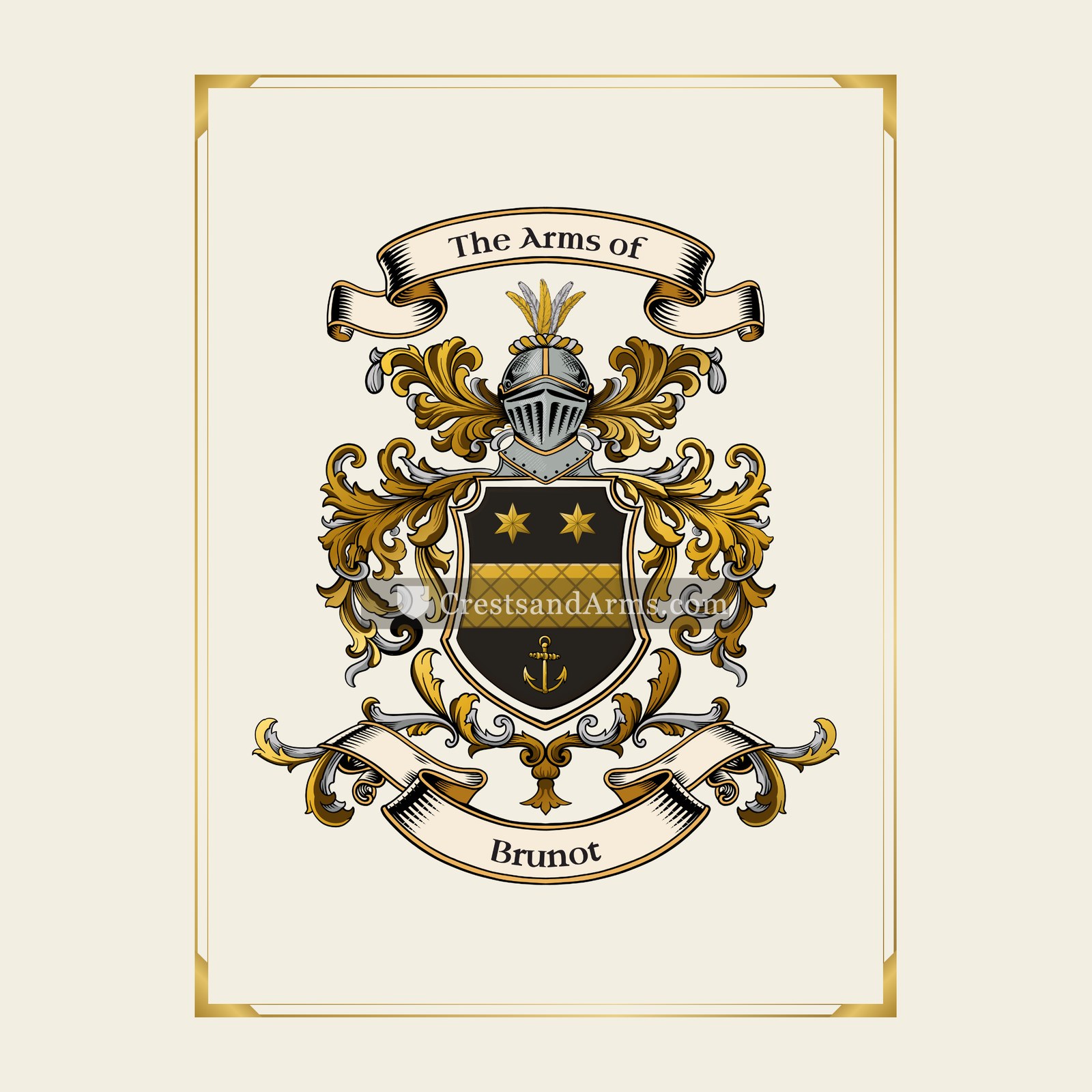 With gold border