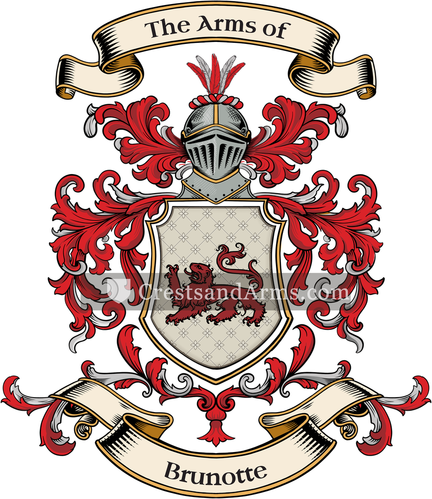 The Brunotte coat of arms, drawn from the recorded blazon