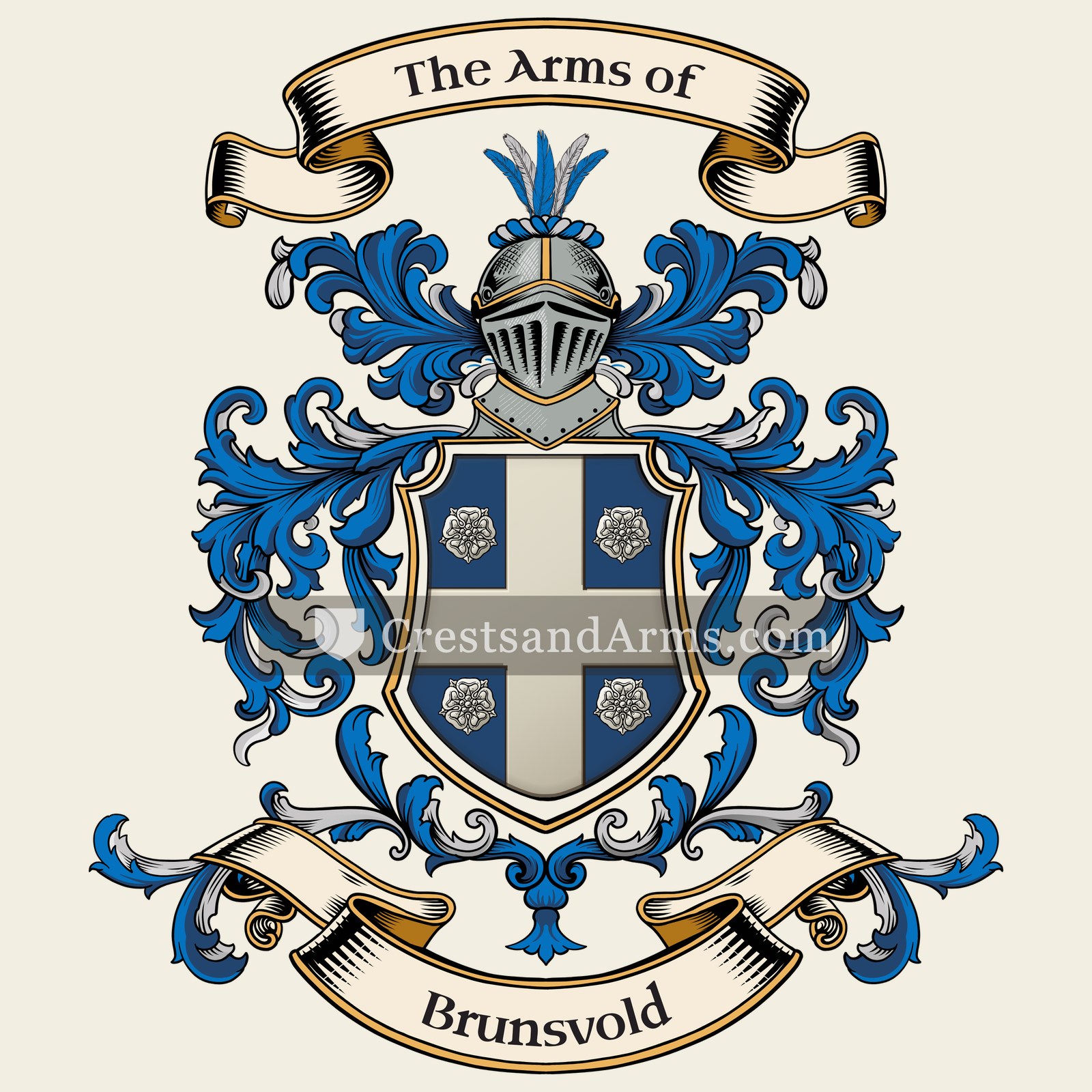 The Brunsvold coat of arms, drawn from the recorded blazon