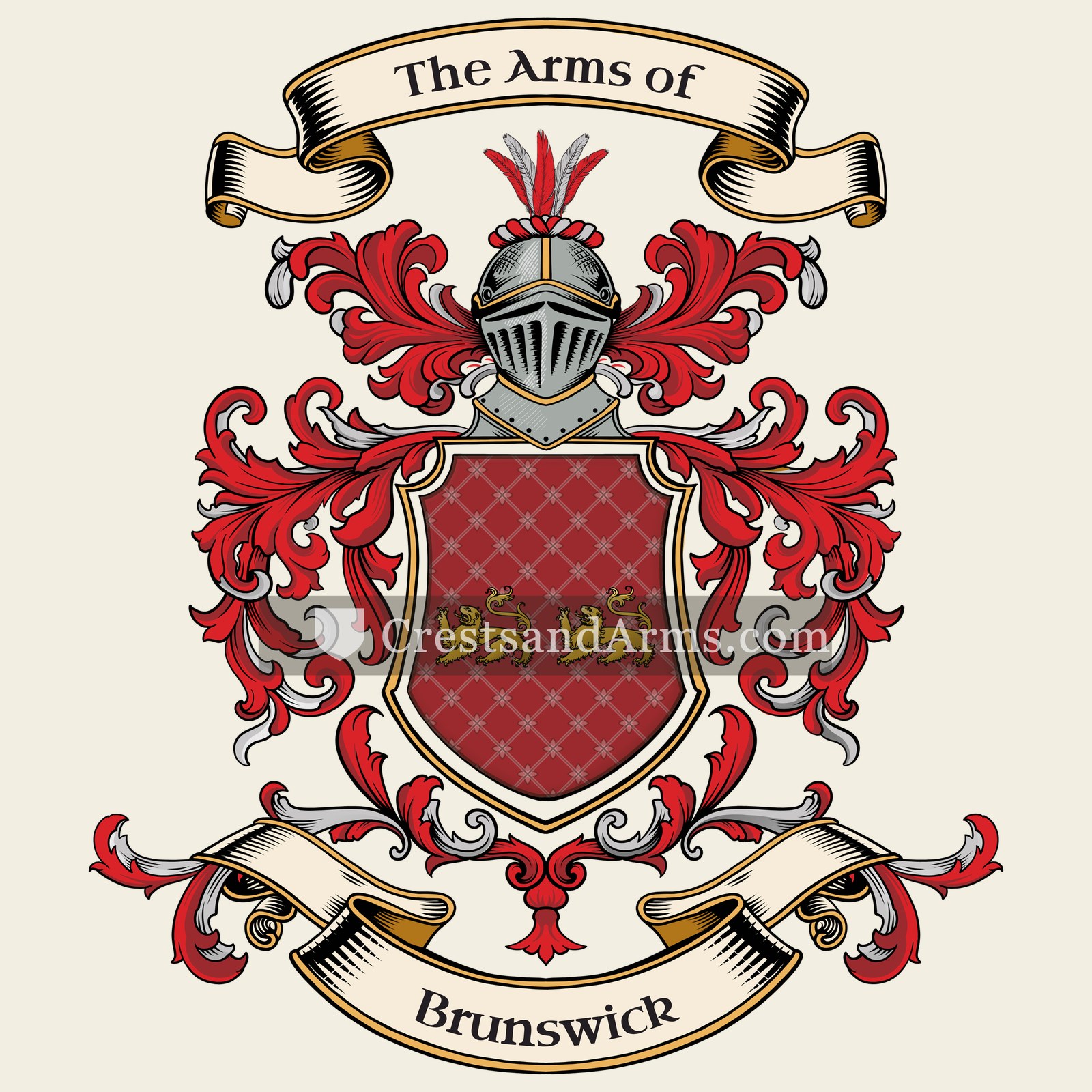 The Brunswick coat of arms, drawn from the recorded blazon