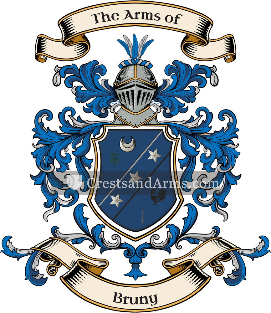 The Bruny coat of arms, drawn from the recorded blazon