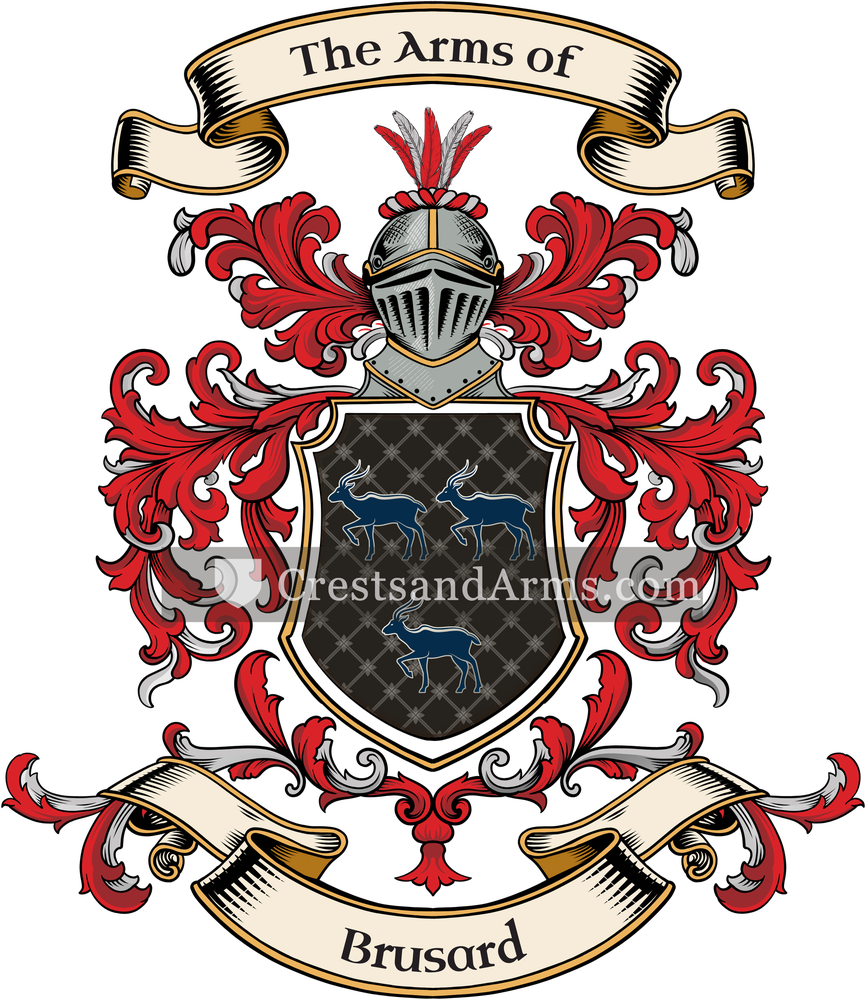 The Brusard coat of arms, drawn from the recorded blazon