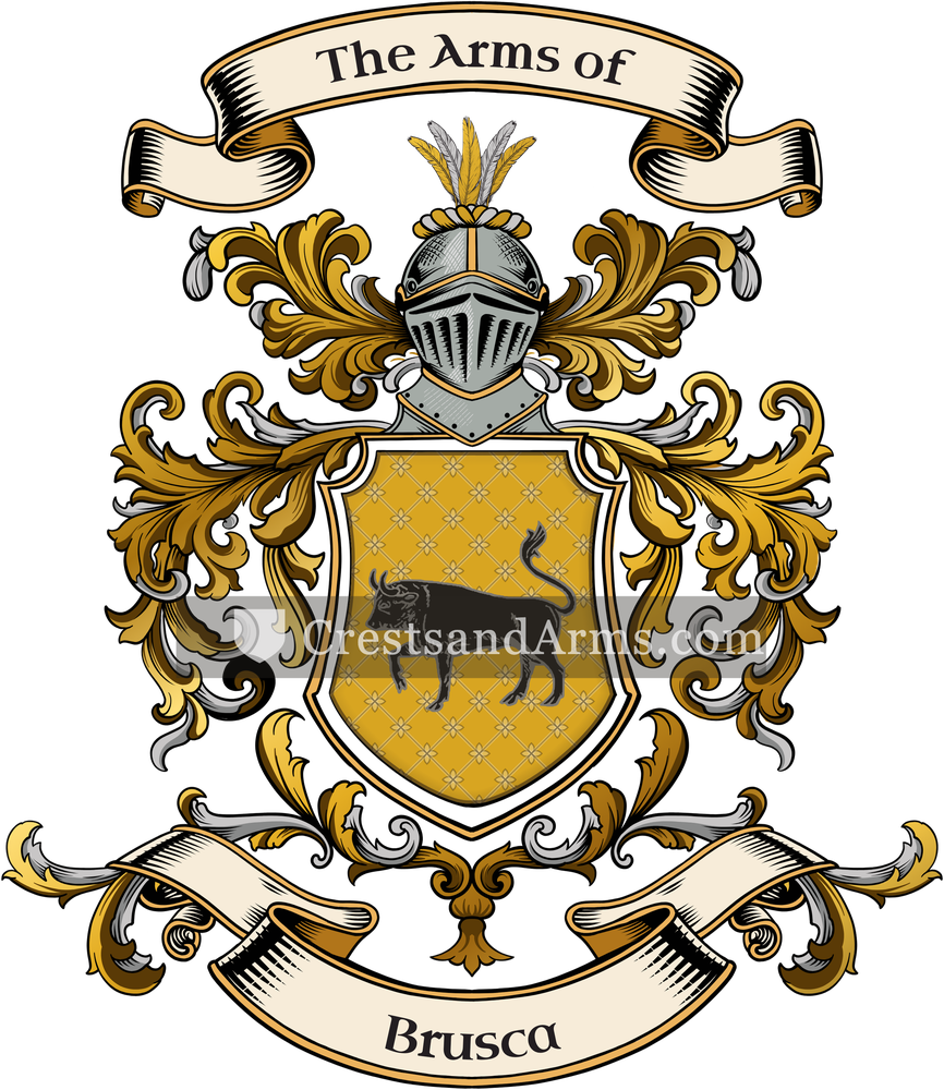 The Brusca coat of arms, drawn from the recorded blazon