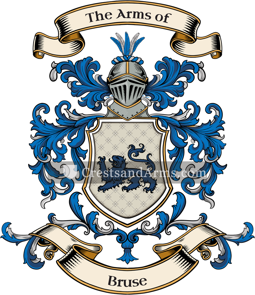 The Bruse coat of arms, drawn from the recorded blazon