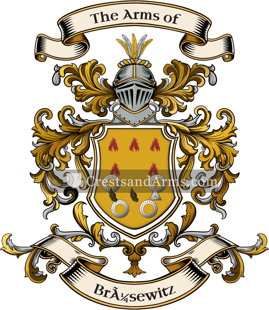 The Brüsewitz coat of arms, drawn from the recorded blazon