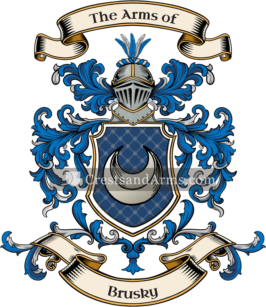 The Brusky coat of arms, drawn from the recorded blazon