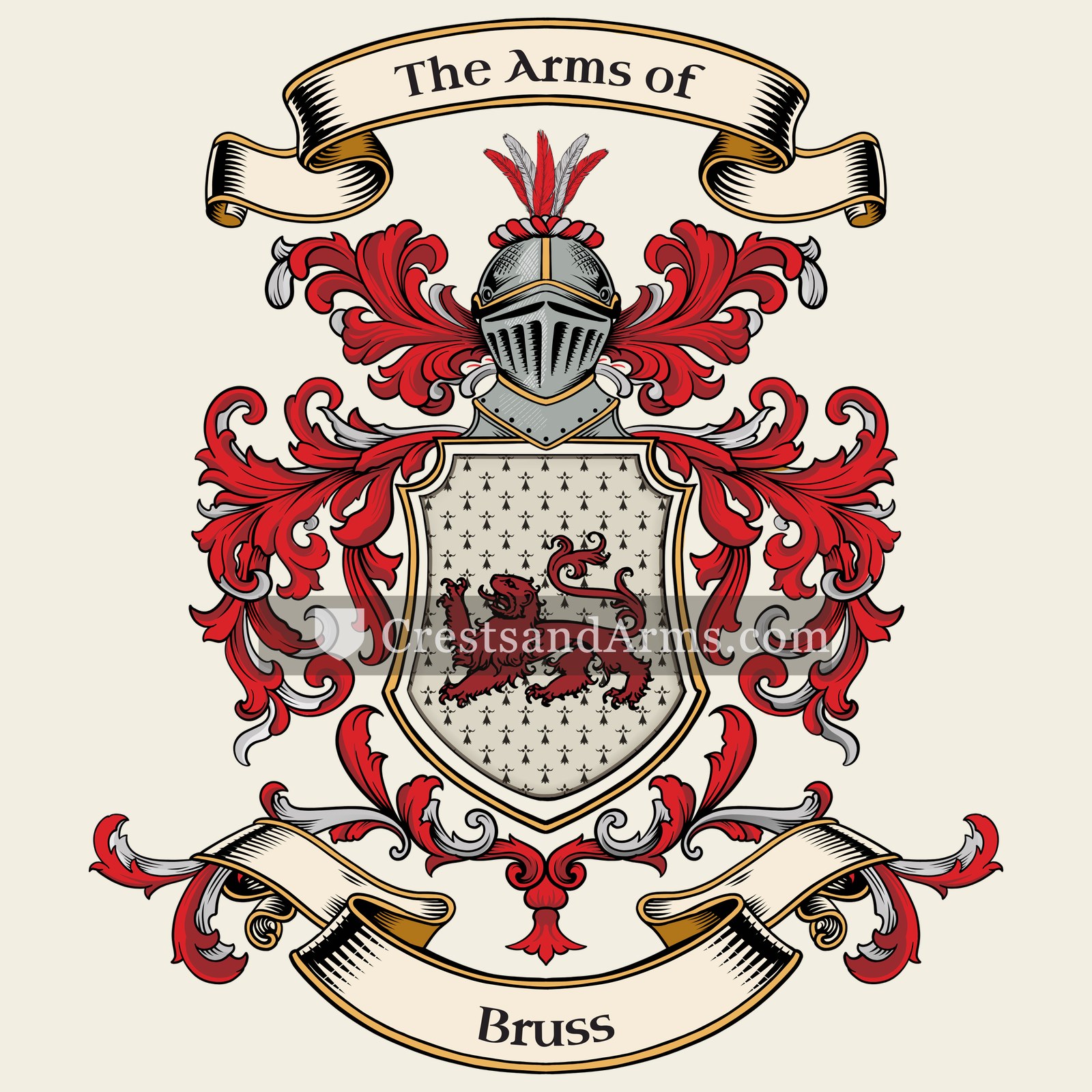 The Bruss coat of arms, drawn from the recorded blazon