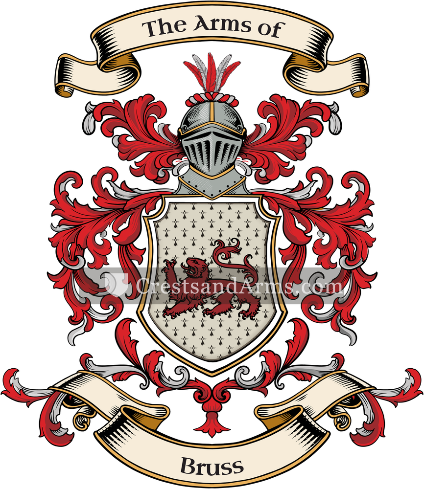 The Bruss coat of arms, drawn from the recorded blazon