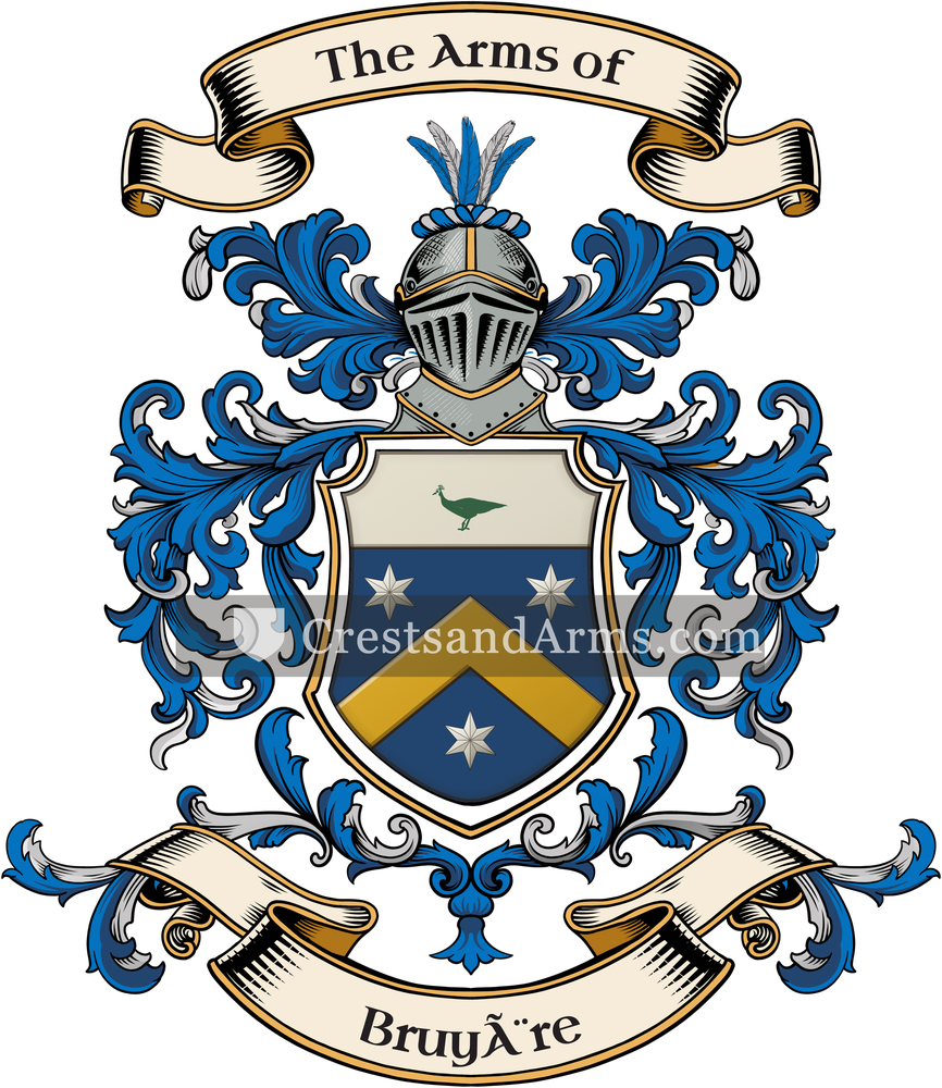 The Bruyère coat of arms, drawn from the recorded blazon