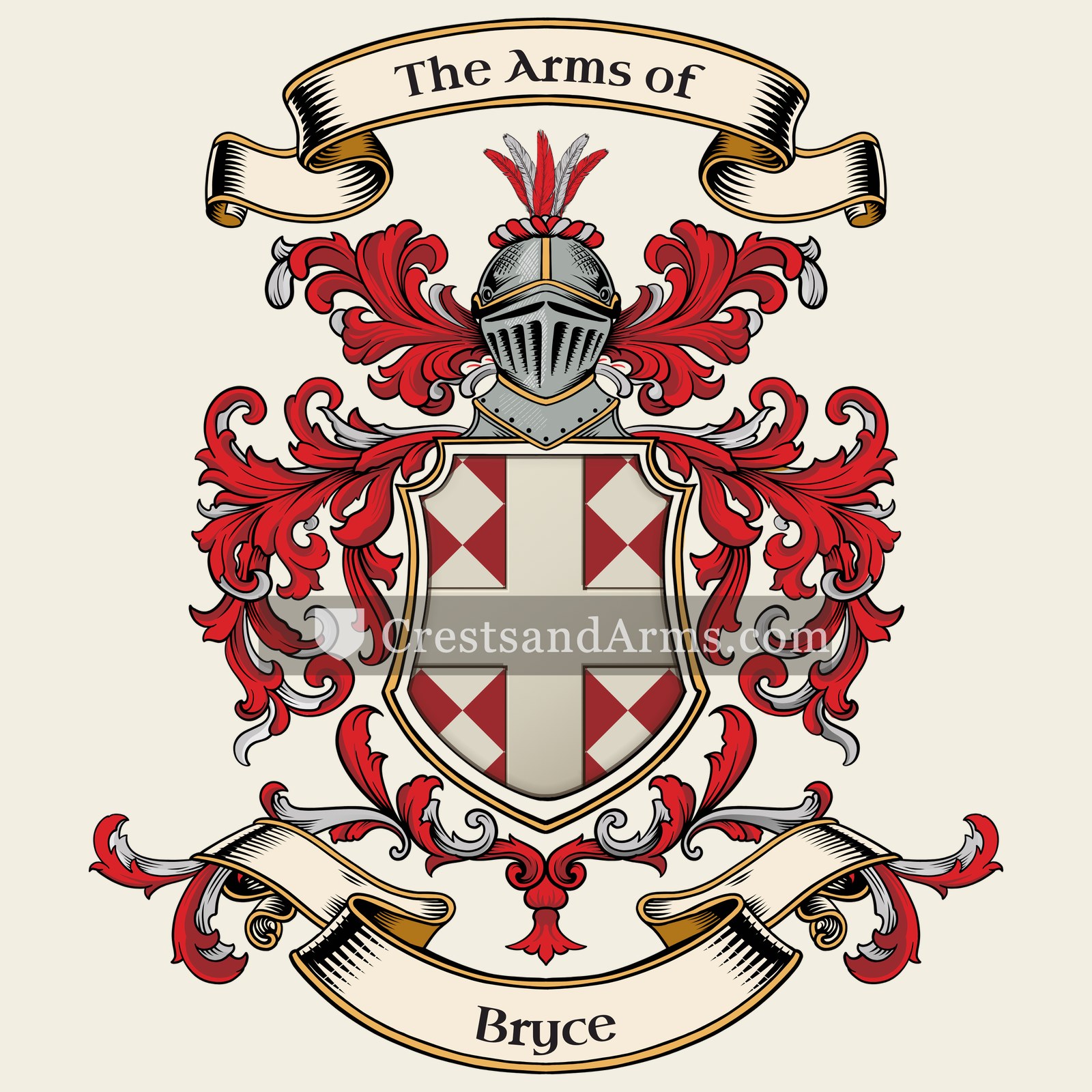 The Bryce coat of arms, drawn from the recorded blazon