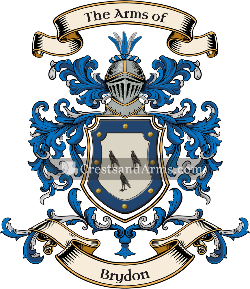 The Brydon coat of arms, drawn from the recorded blazon