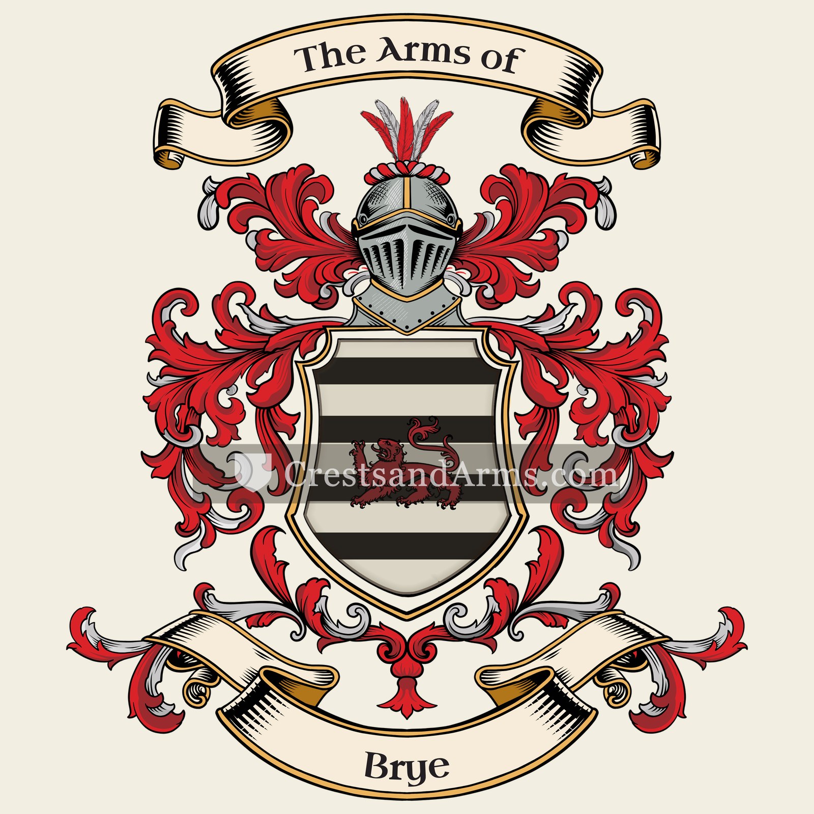 The Brye coat of arms, drawn from the recorded blazon