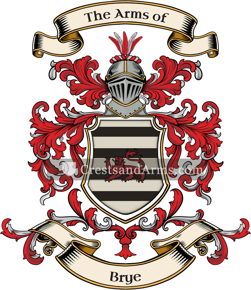 The Brye coat of arms, drawn from the recorded blazon