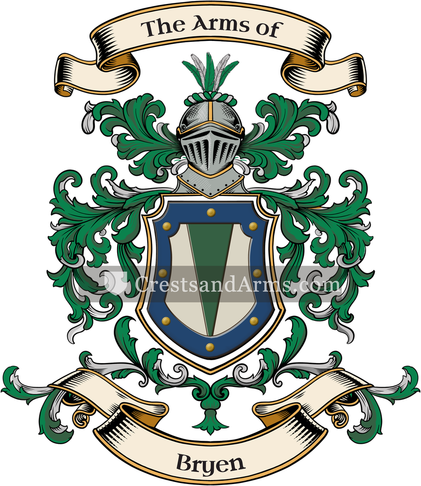 The Bryen coat of arms, drawn from the recorded blazon