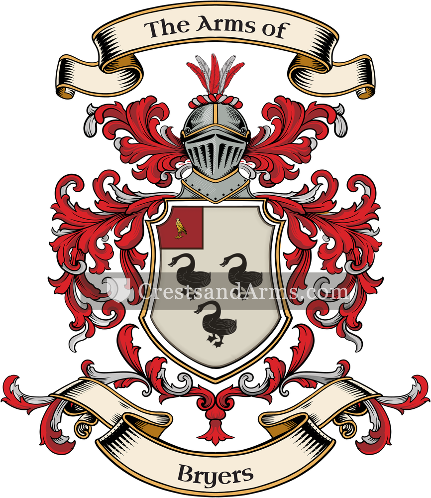 The Bryers coat of arms, drawn from the recorded blazon