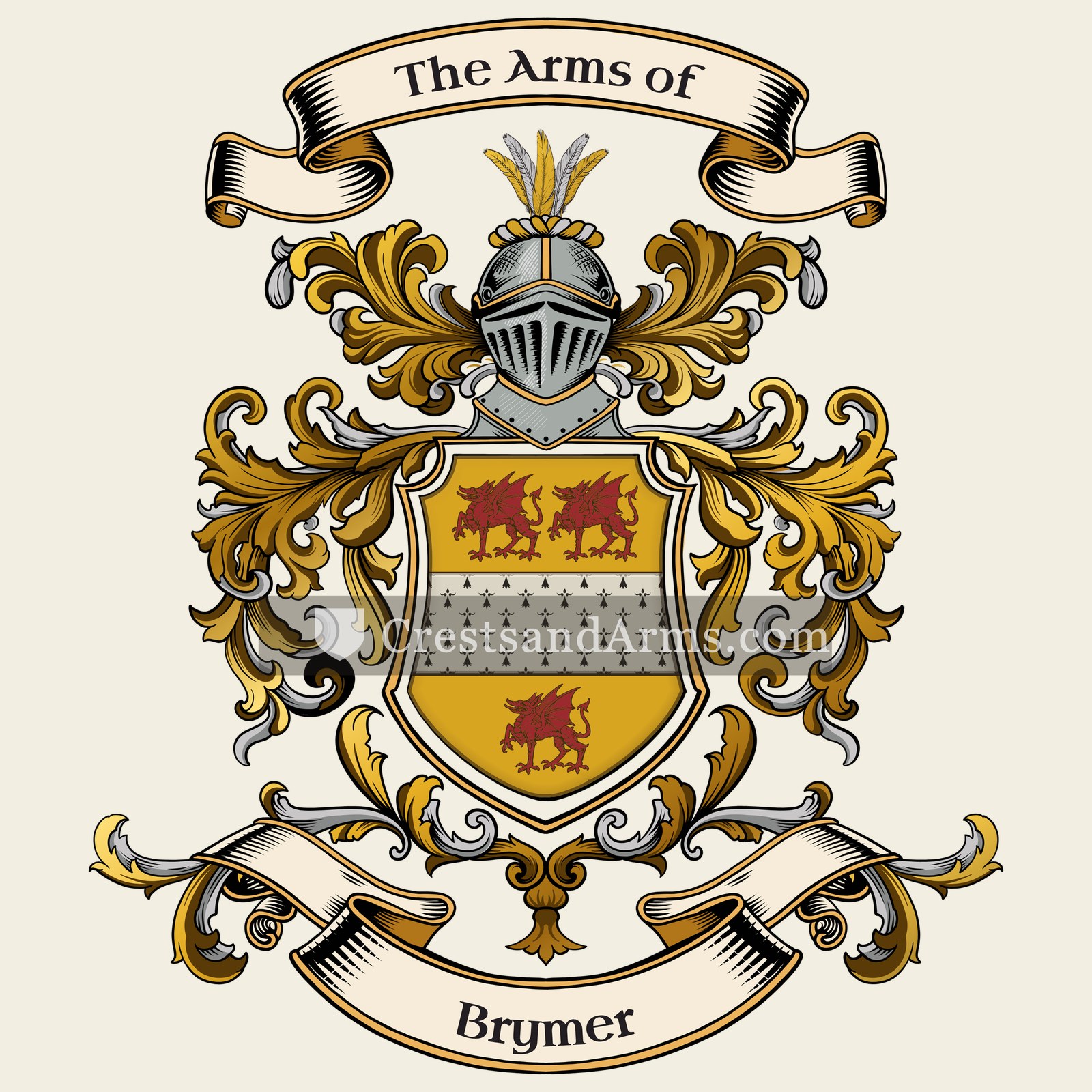 The Brymer coat of arms, drawn from the recorded blazon