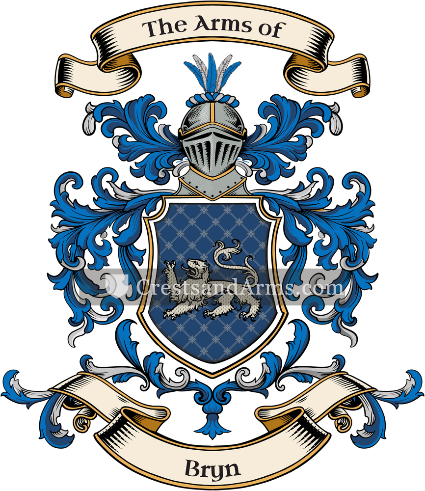 The Bryn coat of arms, drawn from the recorded blazon
