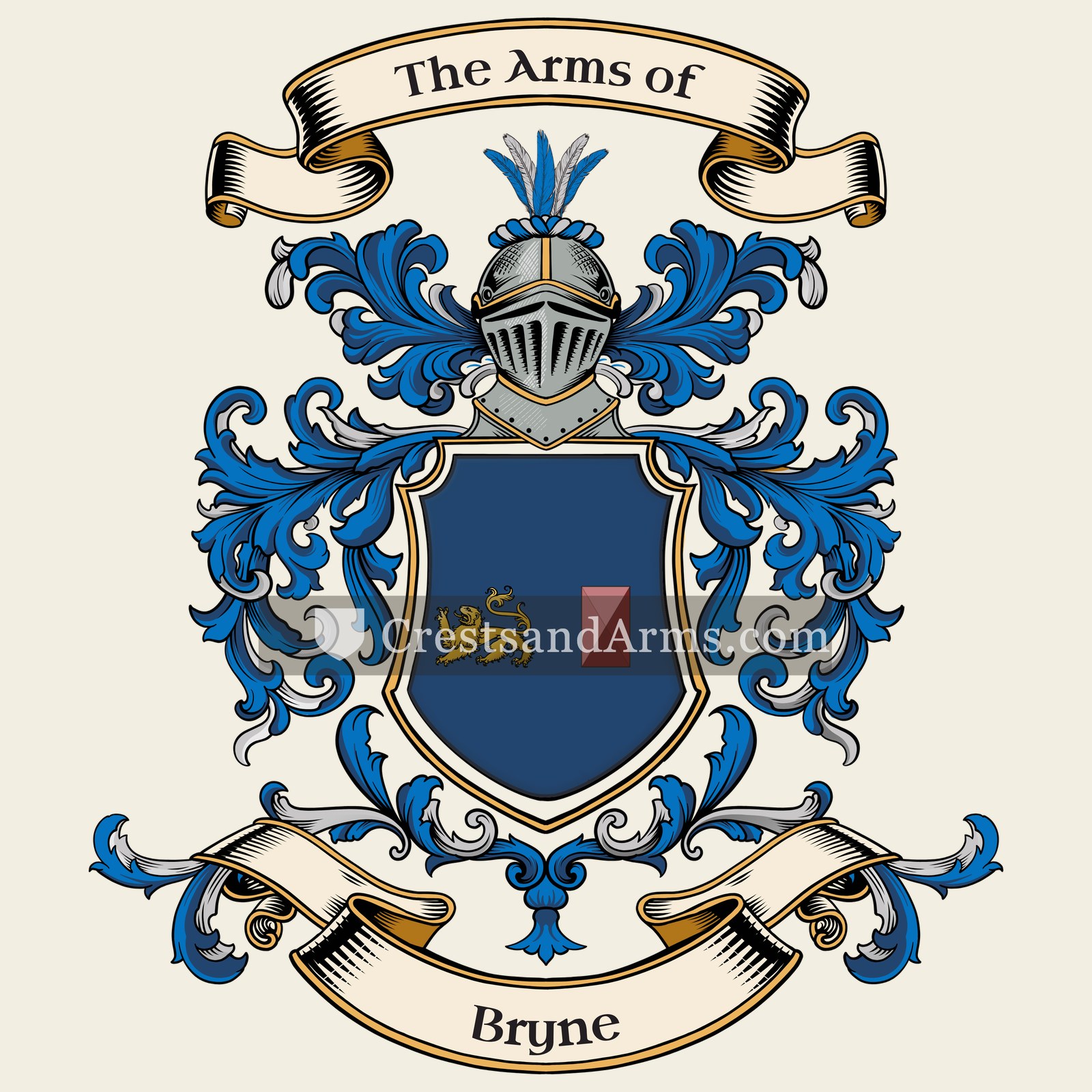 The Bryne coat of arms, drawn from the recorded blazon