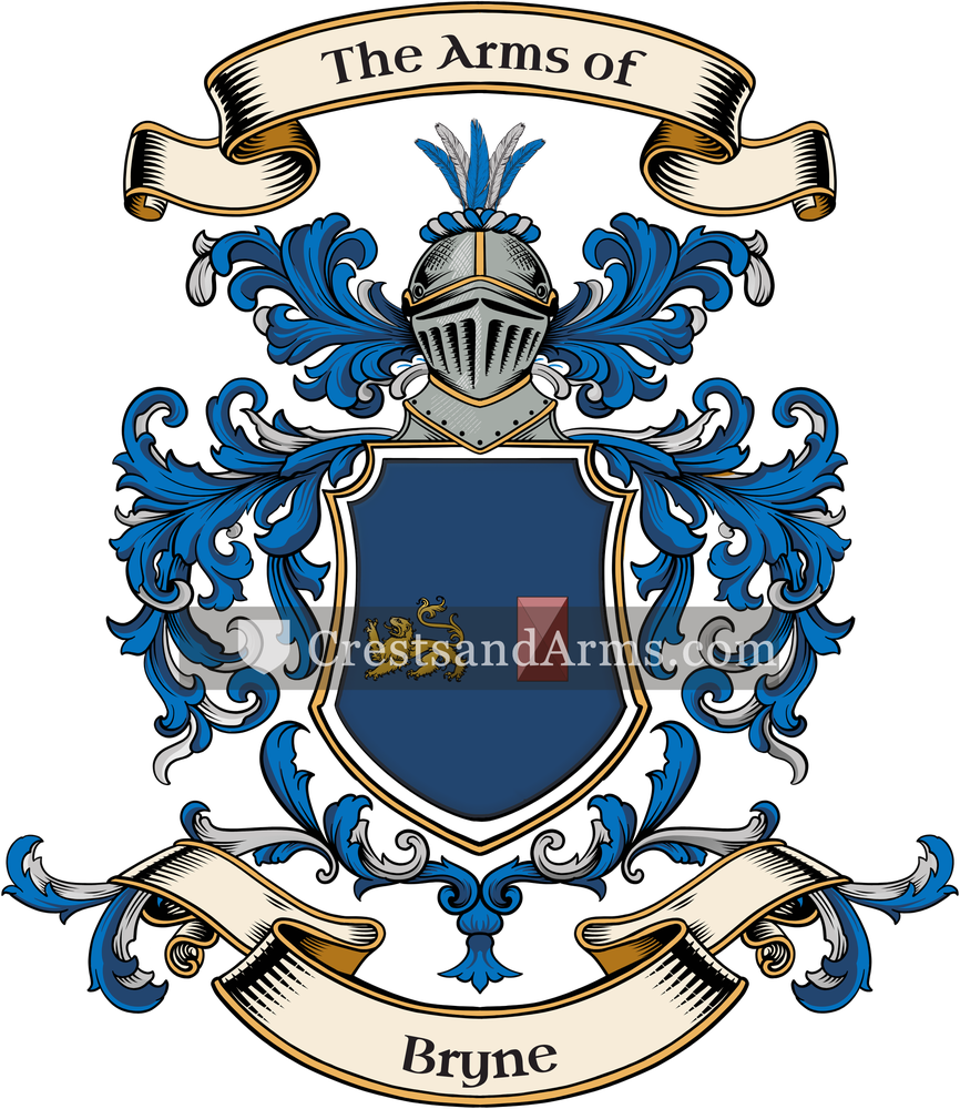 The Bryne coat of arms, drawn from the recorded blazon