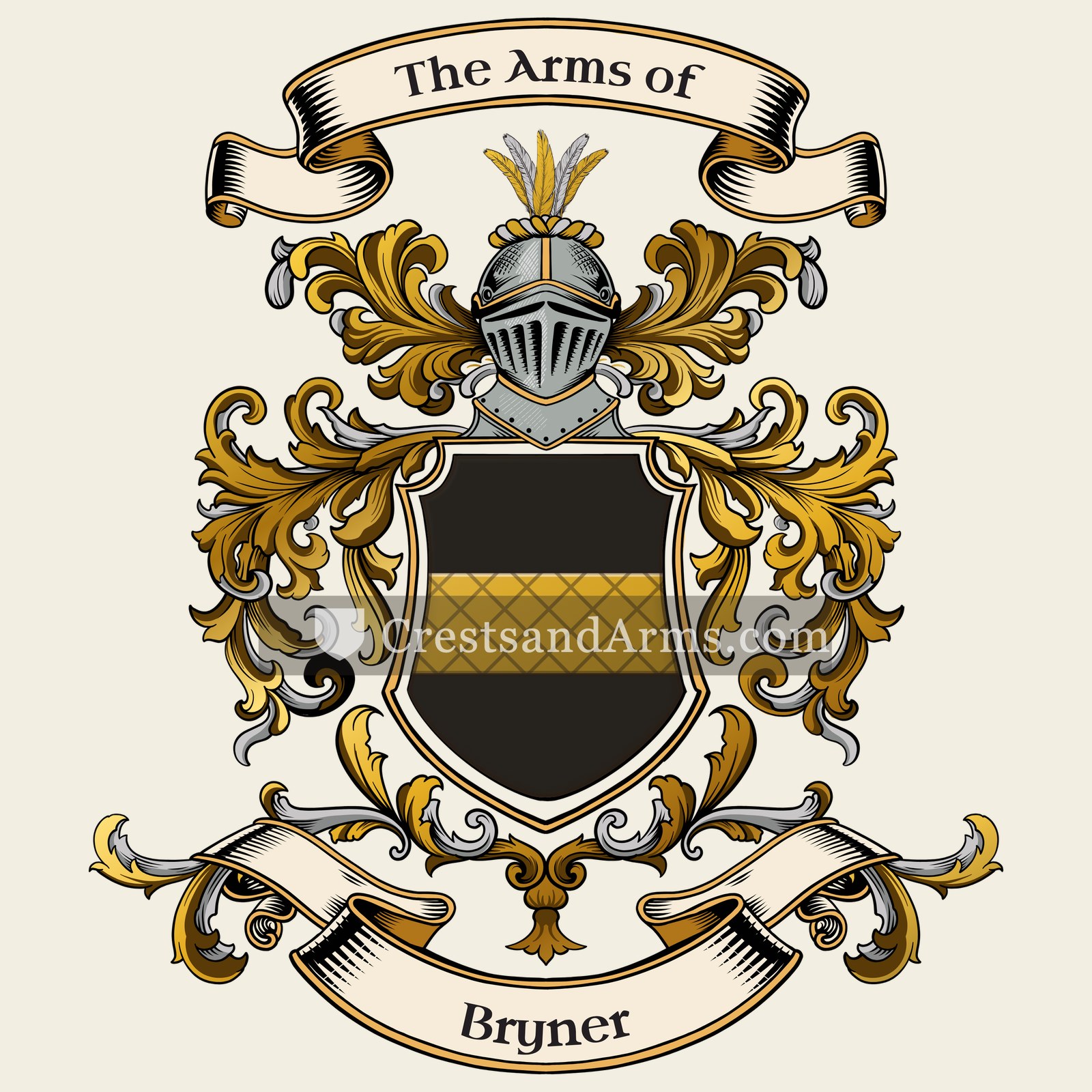 The Bryner coat of arms, drawn from the recorded blazon