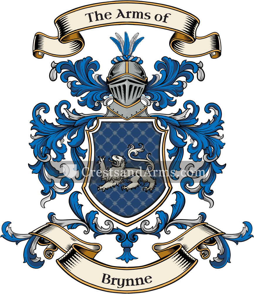 The Brynne coat of arms, drawn from the recorded blazon