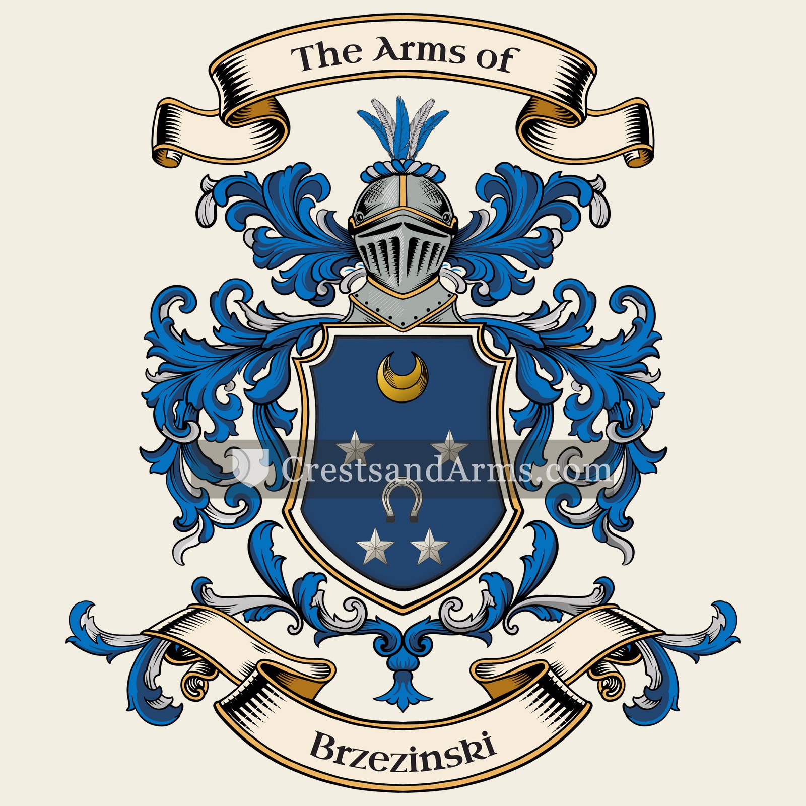 The Brzezinski coat of arms, drawn from the recorded blazon