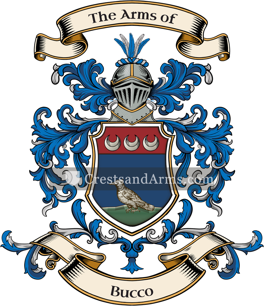 The Bucco coat of arms, drawn from the recorded blazon