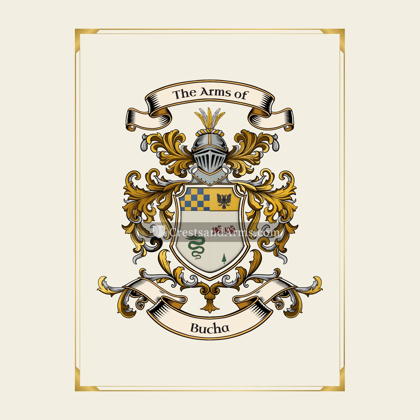 With gold border