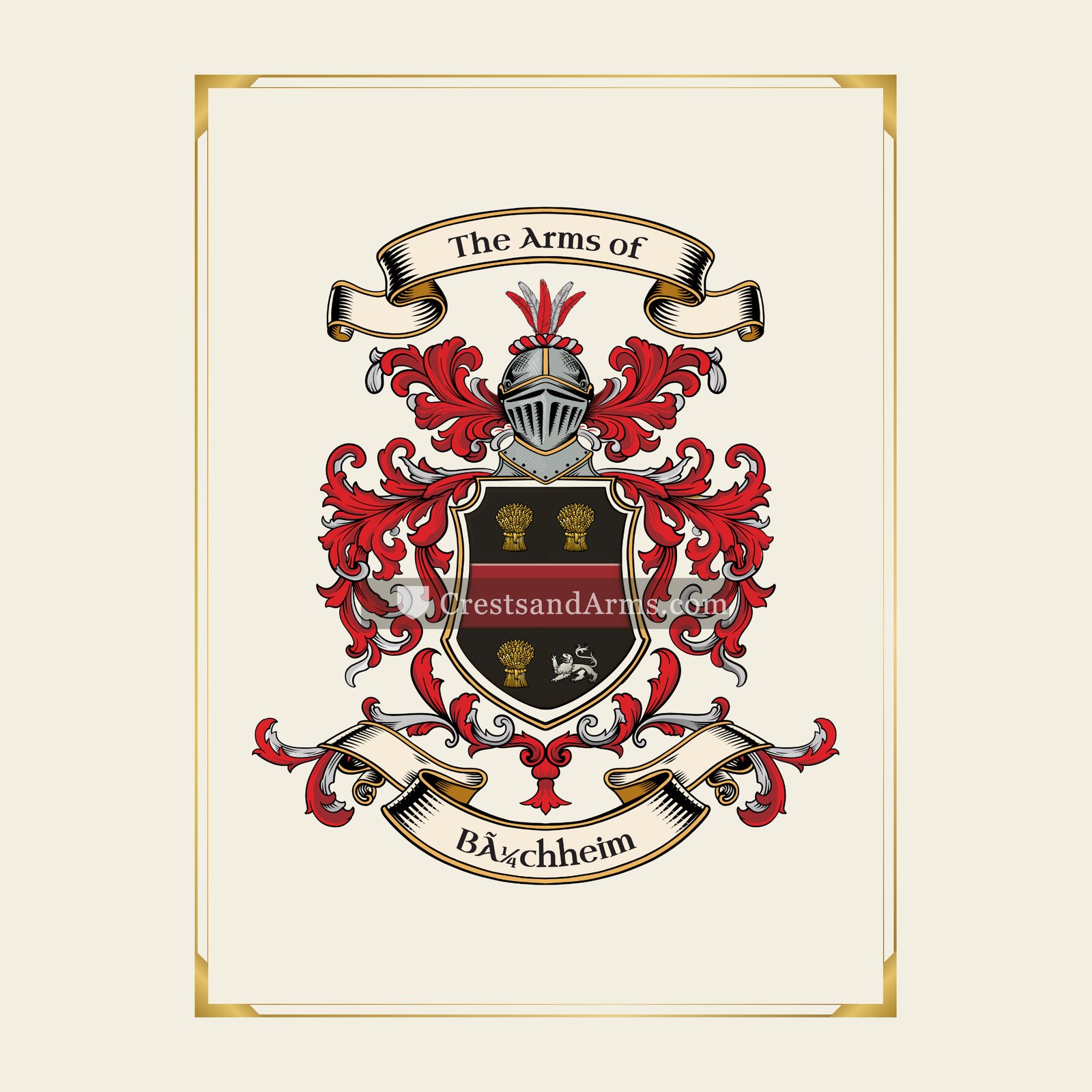 With gold border