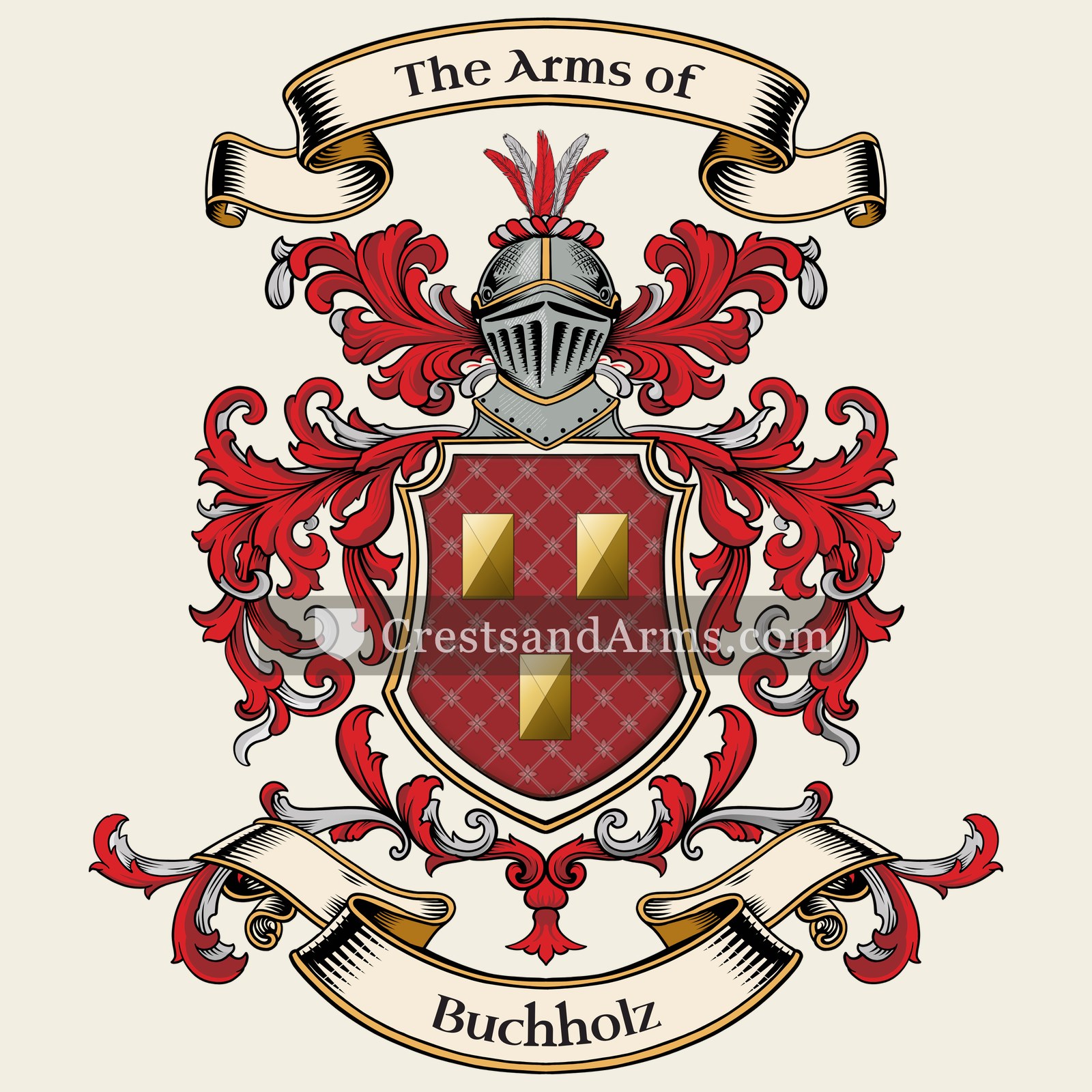 The Buchholz coat of arms, drawn from the recorded blazon