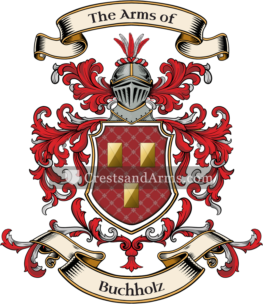 The Buchholz coat of arms, drawn from the recorded blazon