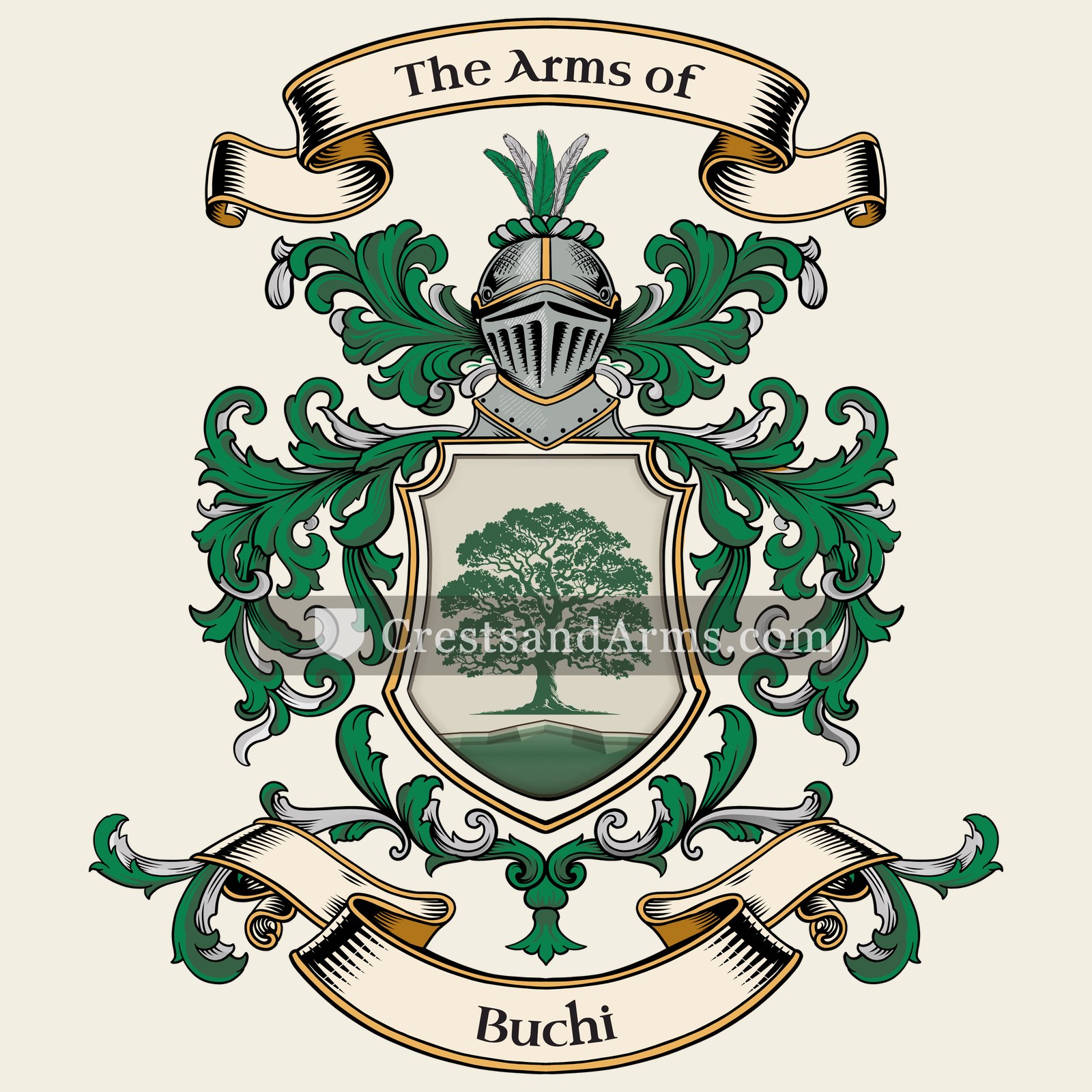 The Buchi coat of arms, drawn from the recorded blazon