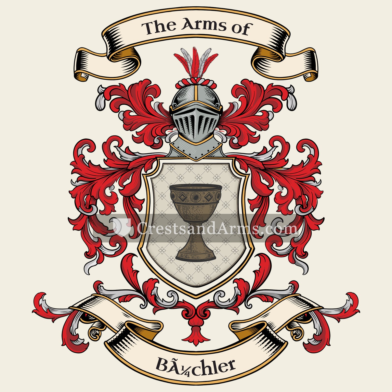 The Büchler coat of arms, drawn from the recorded blazon