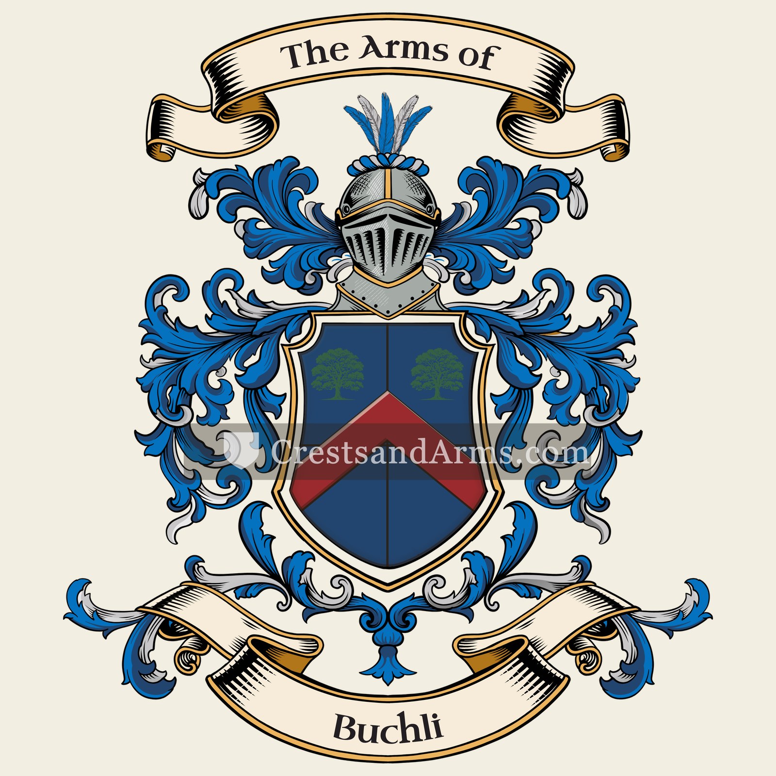 The Buchli coat of arms, drawn from the recorded blazon