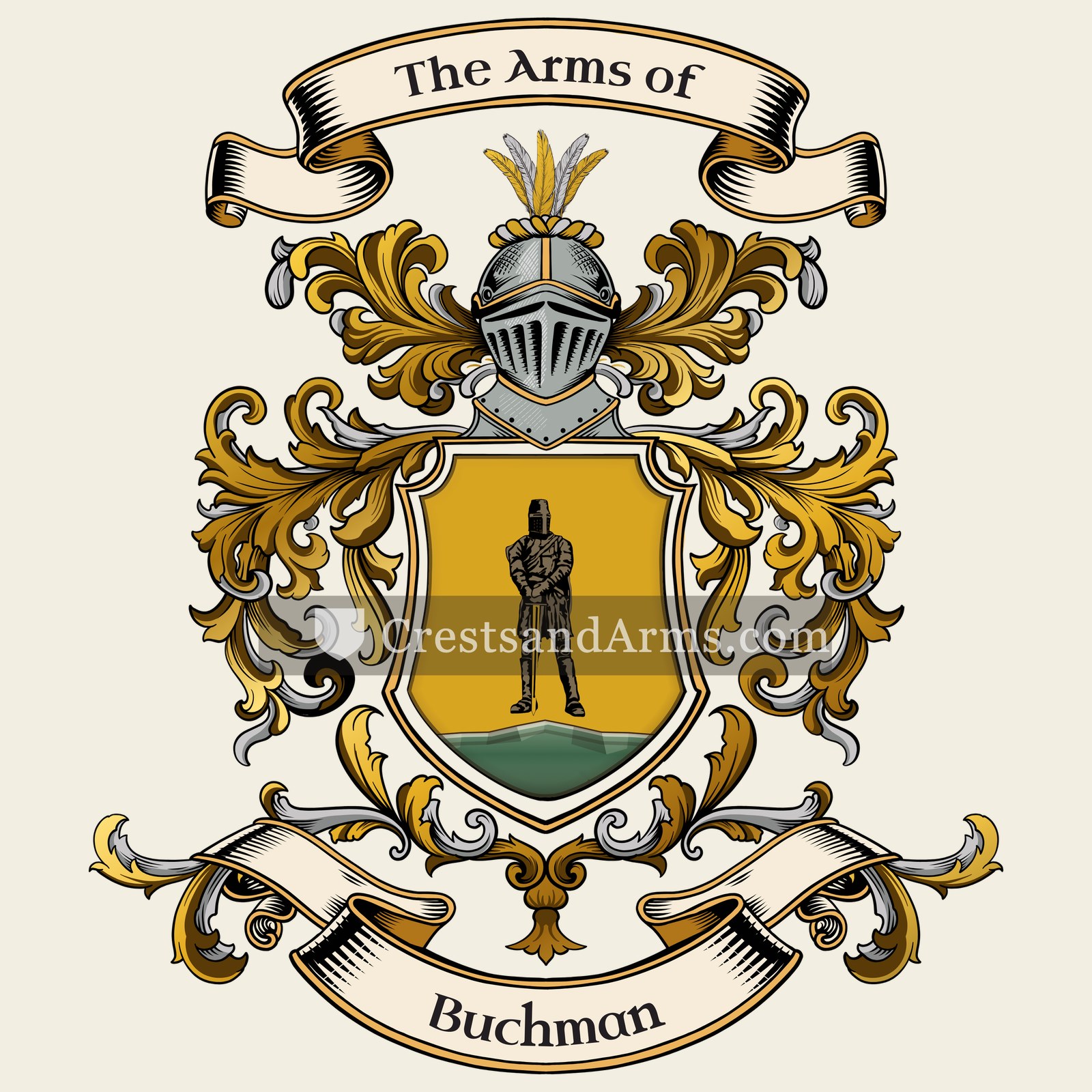 The Buchman coat of arms, drawn from the recorded blazon