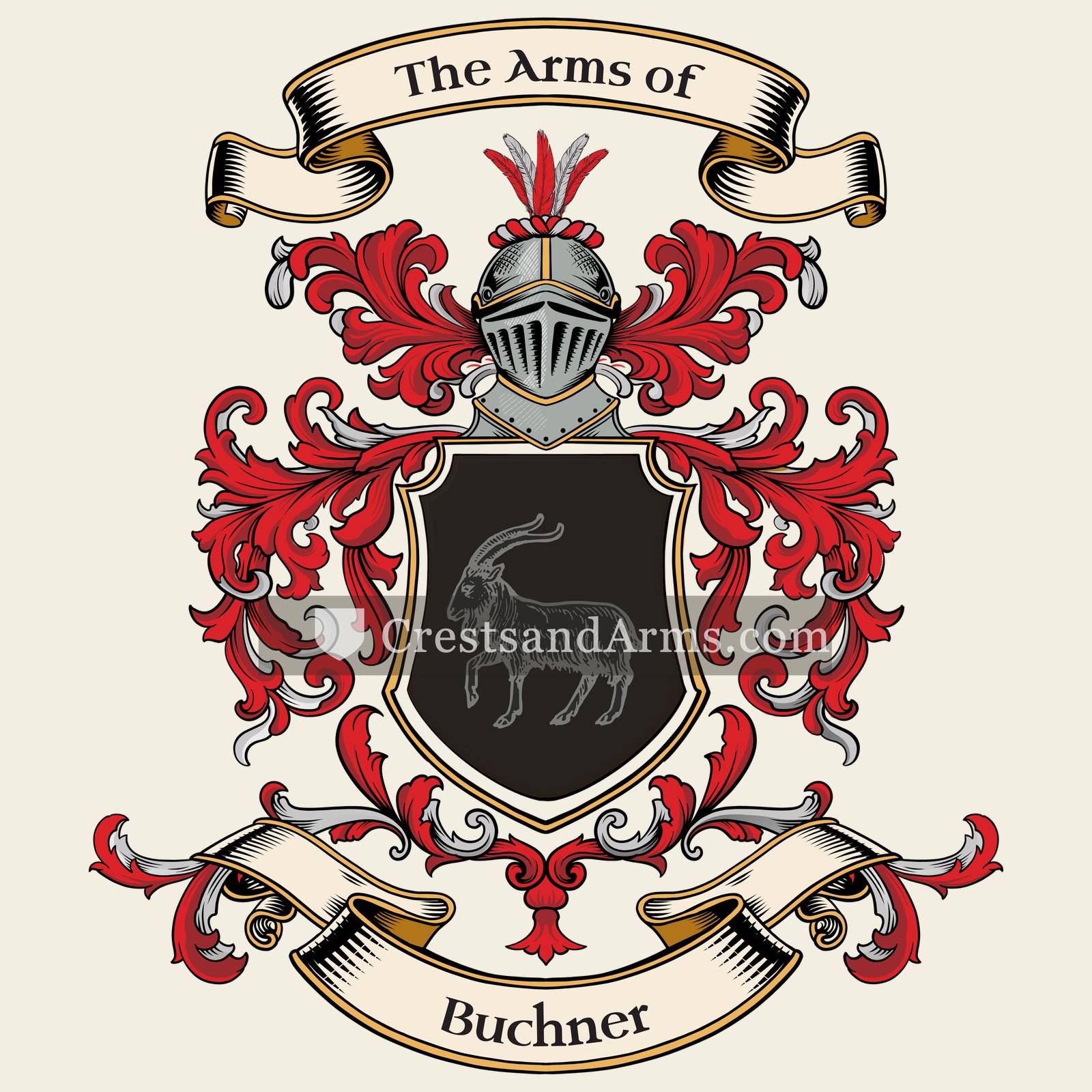 The Buchner coat of arms, drawn from the recorded blazon