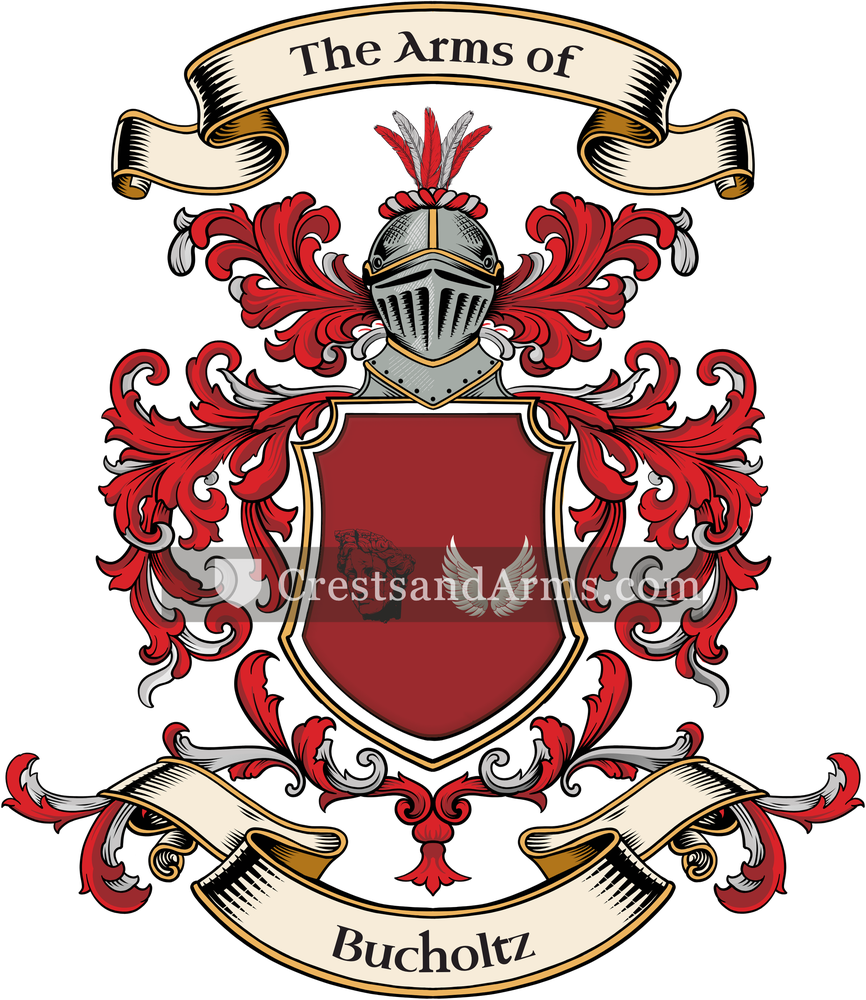 The Bucholtz coat of arms, drawn from the recorded blazon