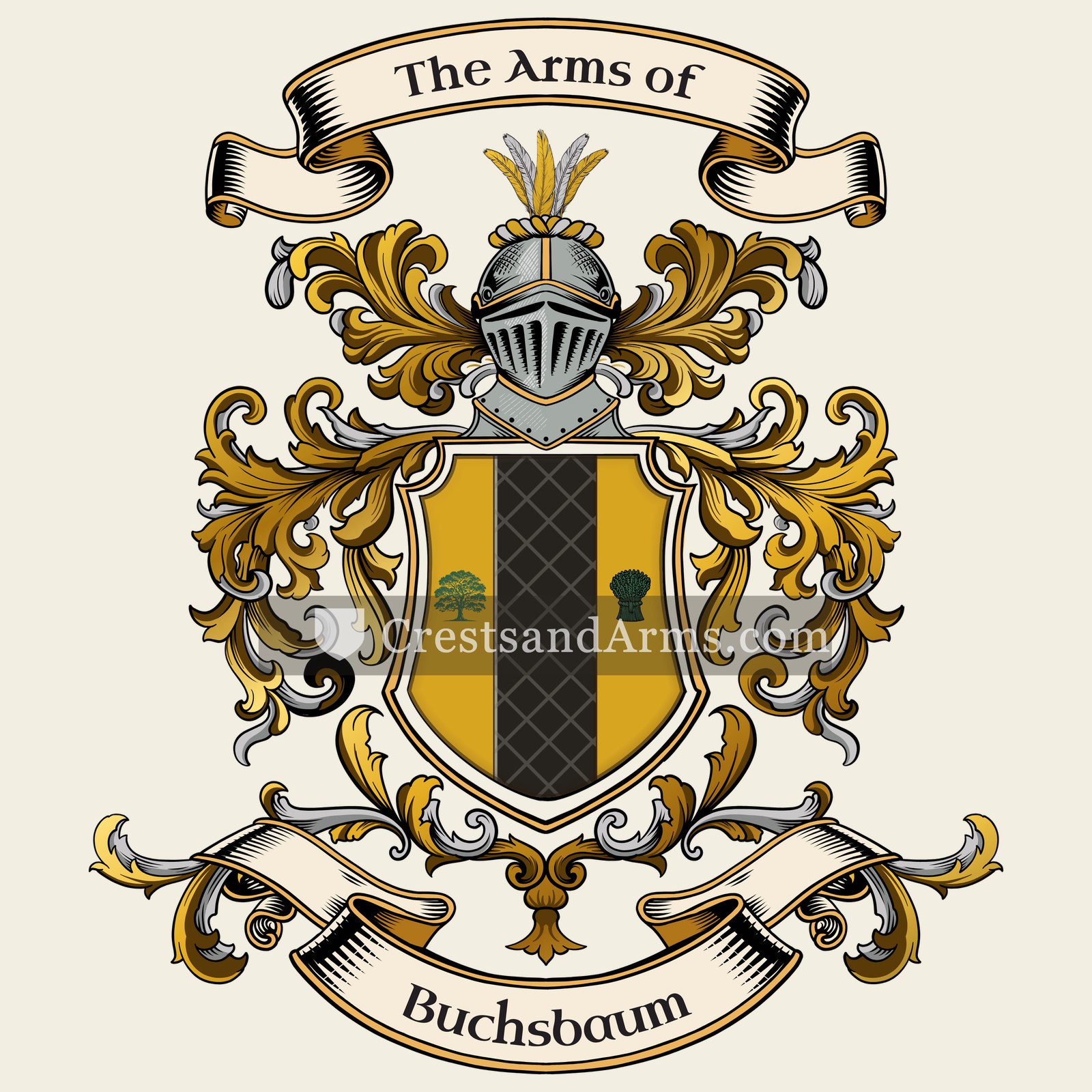 The Buchsbaum coat of arms, drawn from the recorded blazon