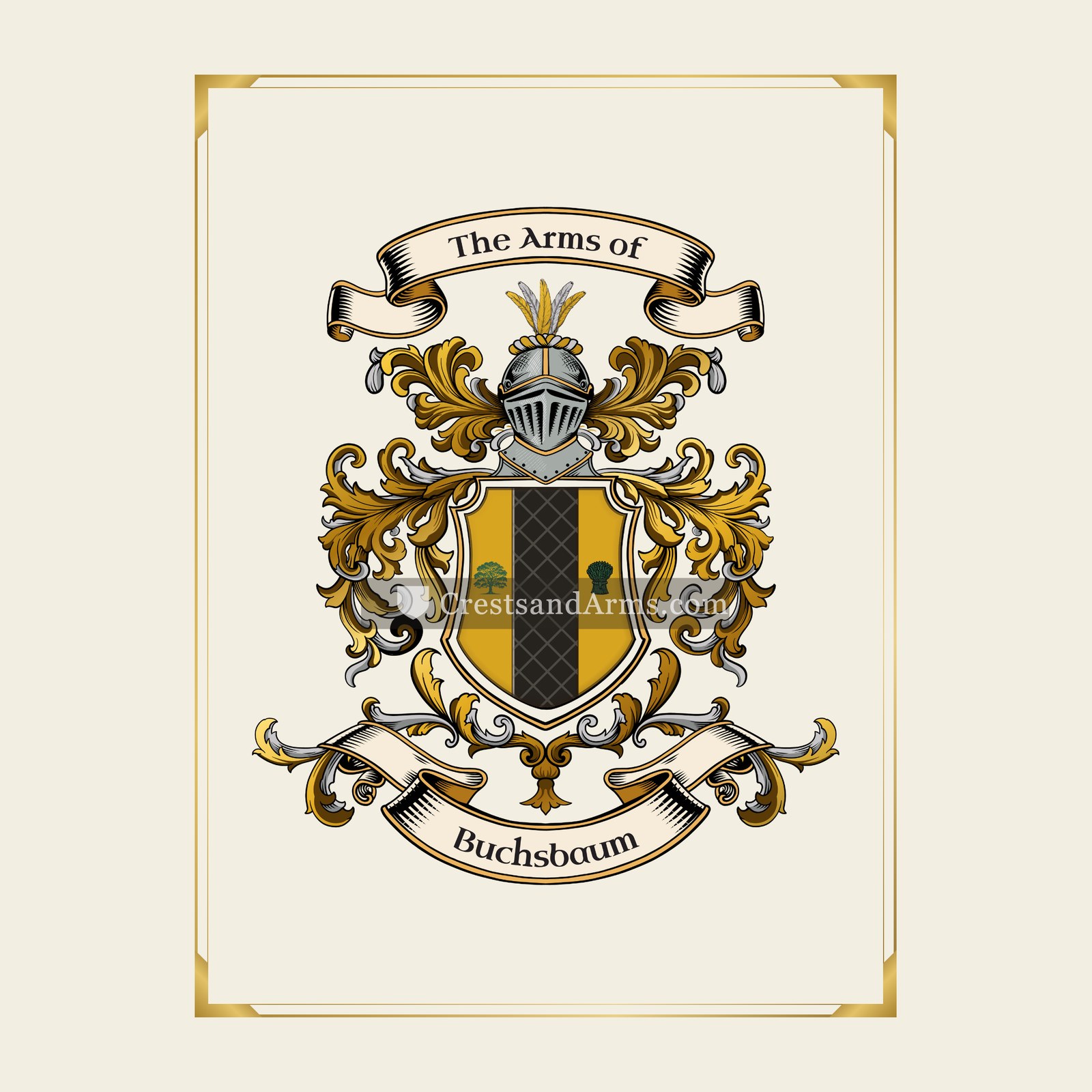 With gold border