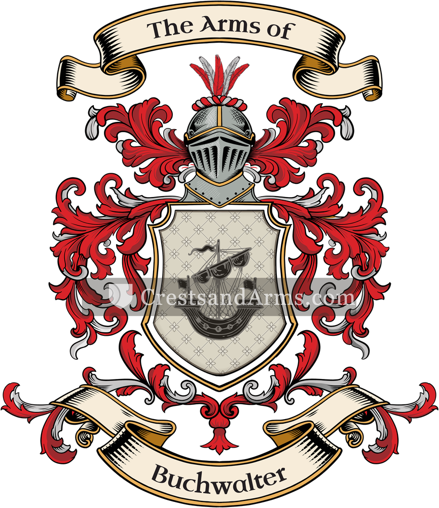The Buchwalter coat of arms, drawn from the recorded blazon