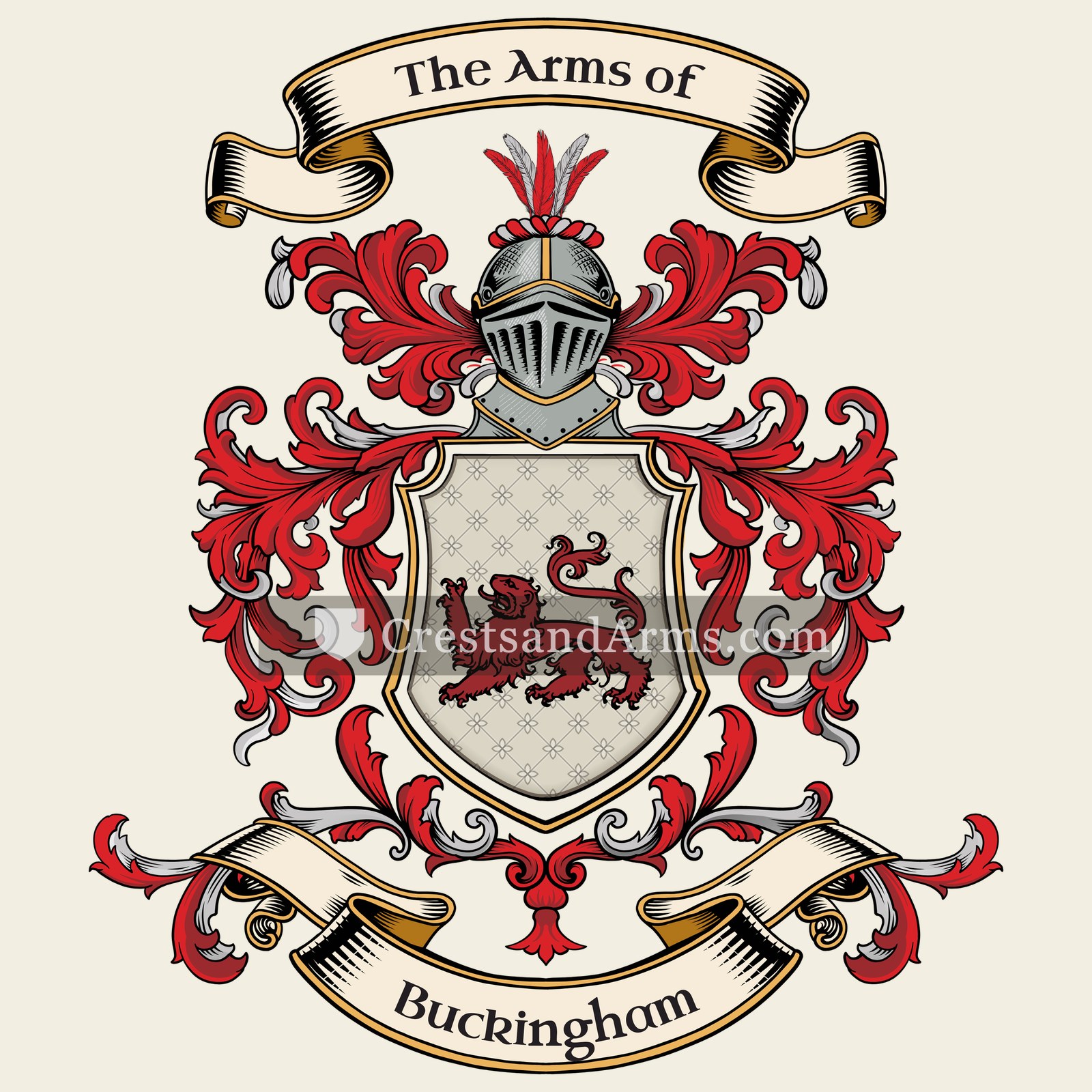 The Buckingham coat of arms, drawn from the recorded blazon