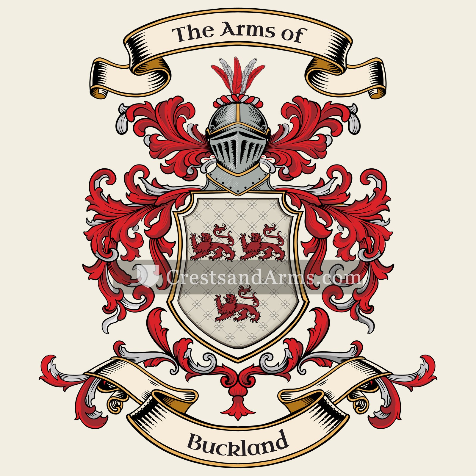 The Buckland coat of arms, drawn from the recorded blazon