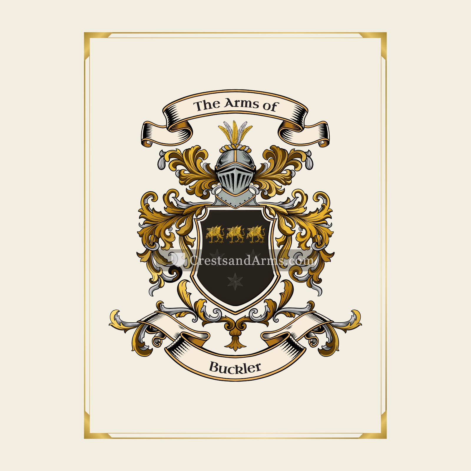With gold border