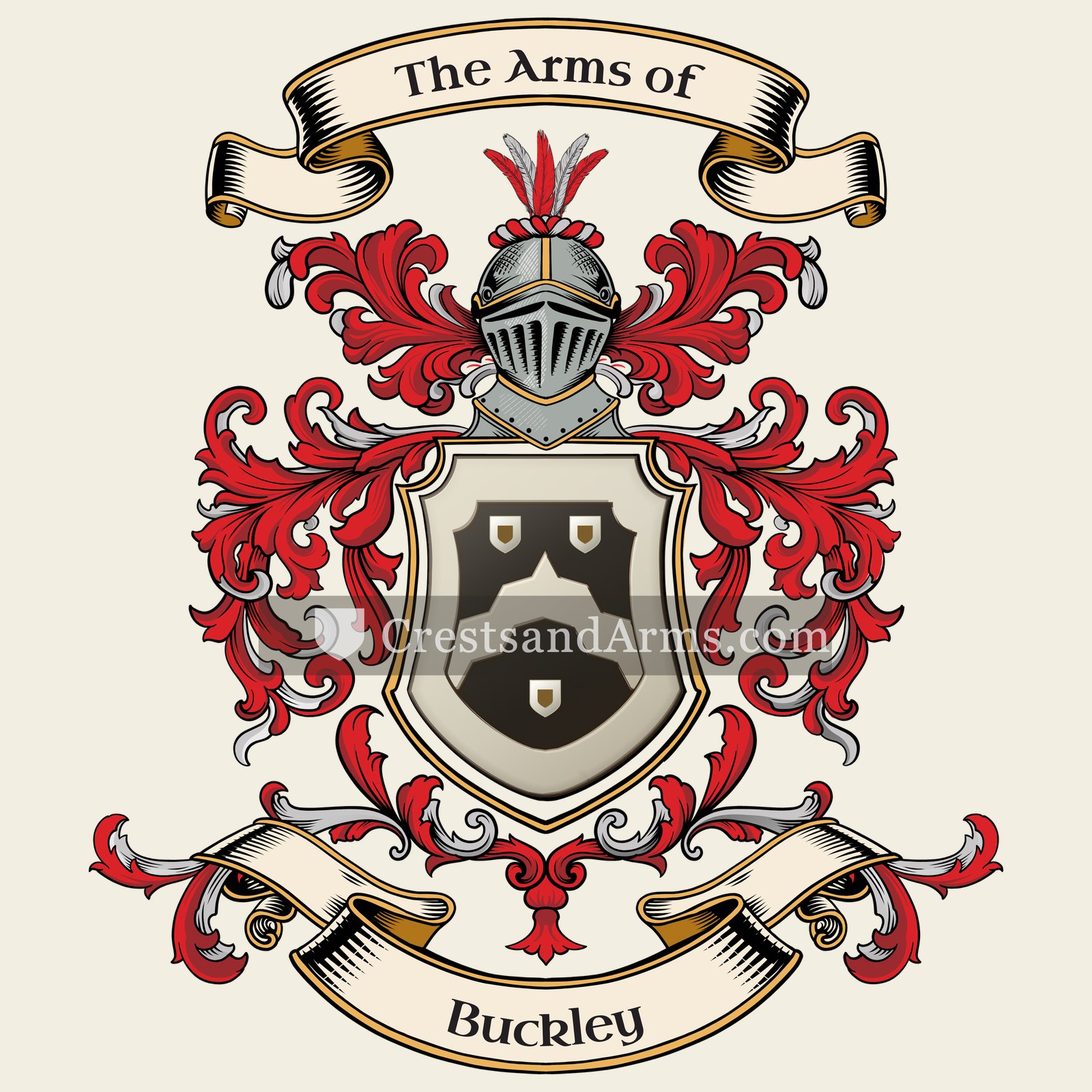 The Buckley coat of arms, drawn from the recorded blazon
