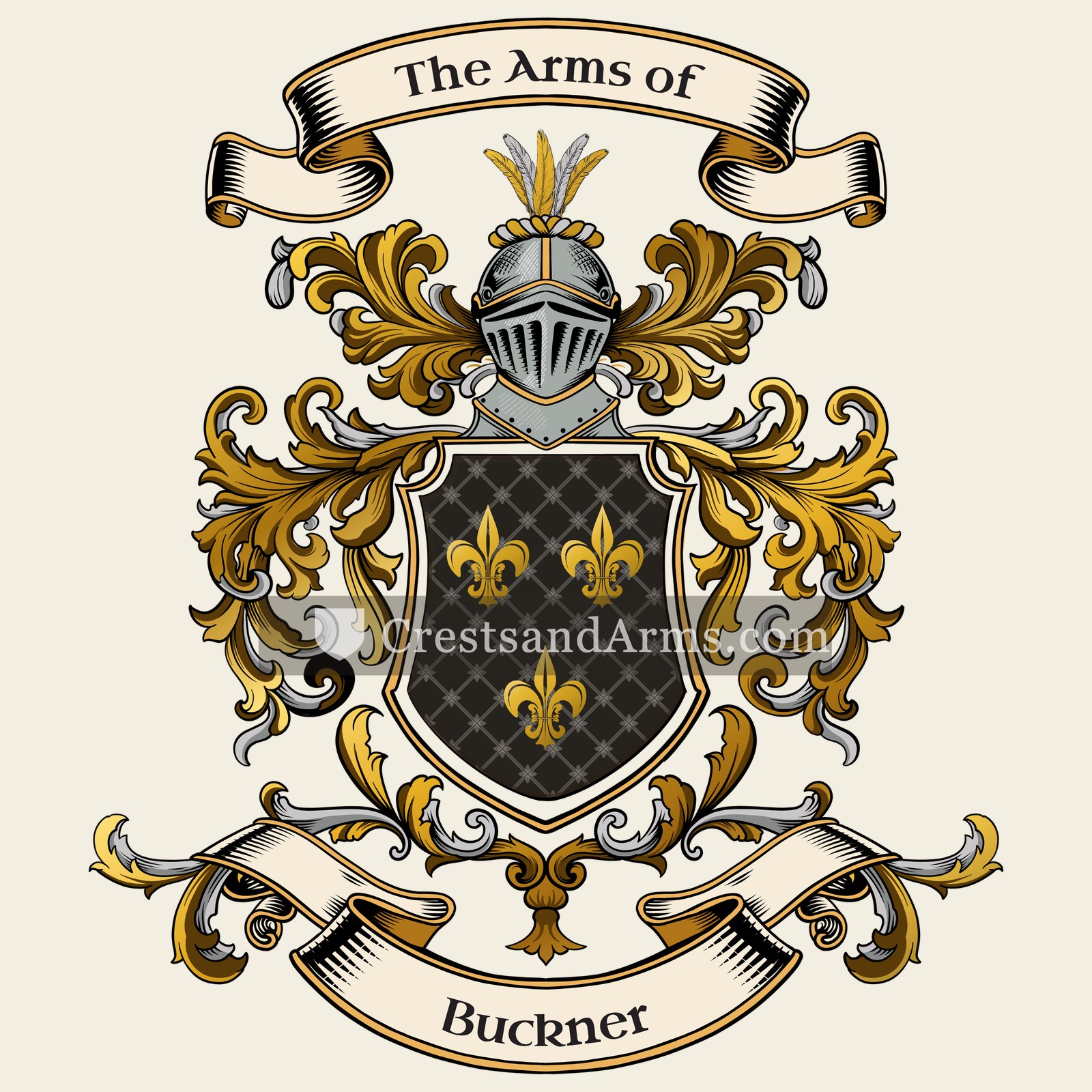 The Buckner coat of arms, drawn from the recorded blazon