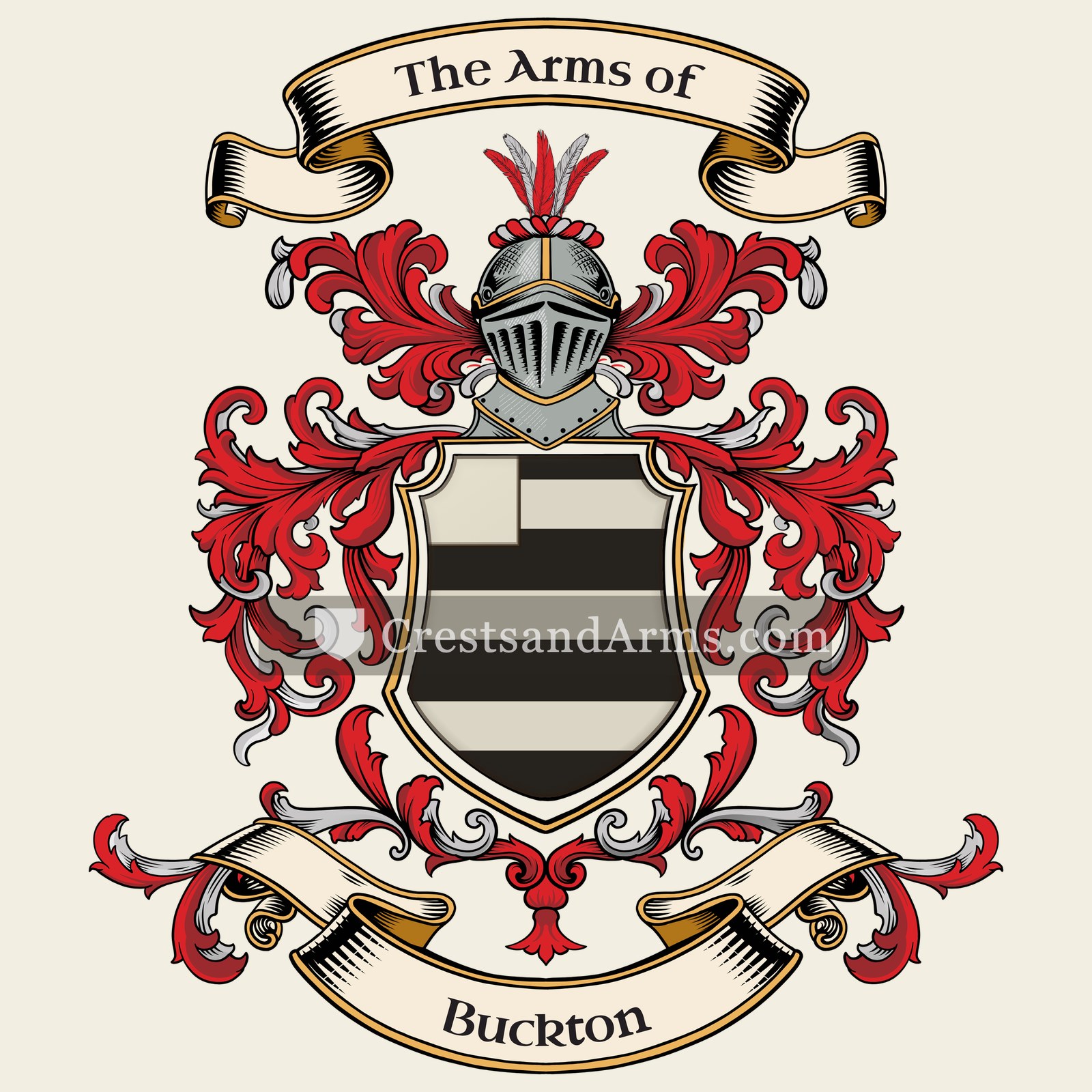 The Buckton coat of arms, drawn from the recorded blazon